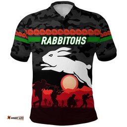 Custom Personalised Rabbitohs ANZAC Polo Shirt Simple Style - Black