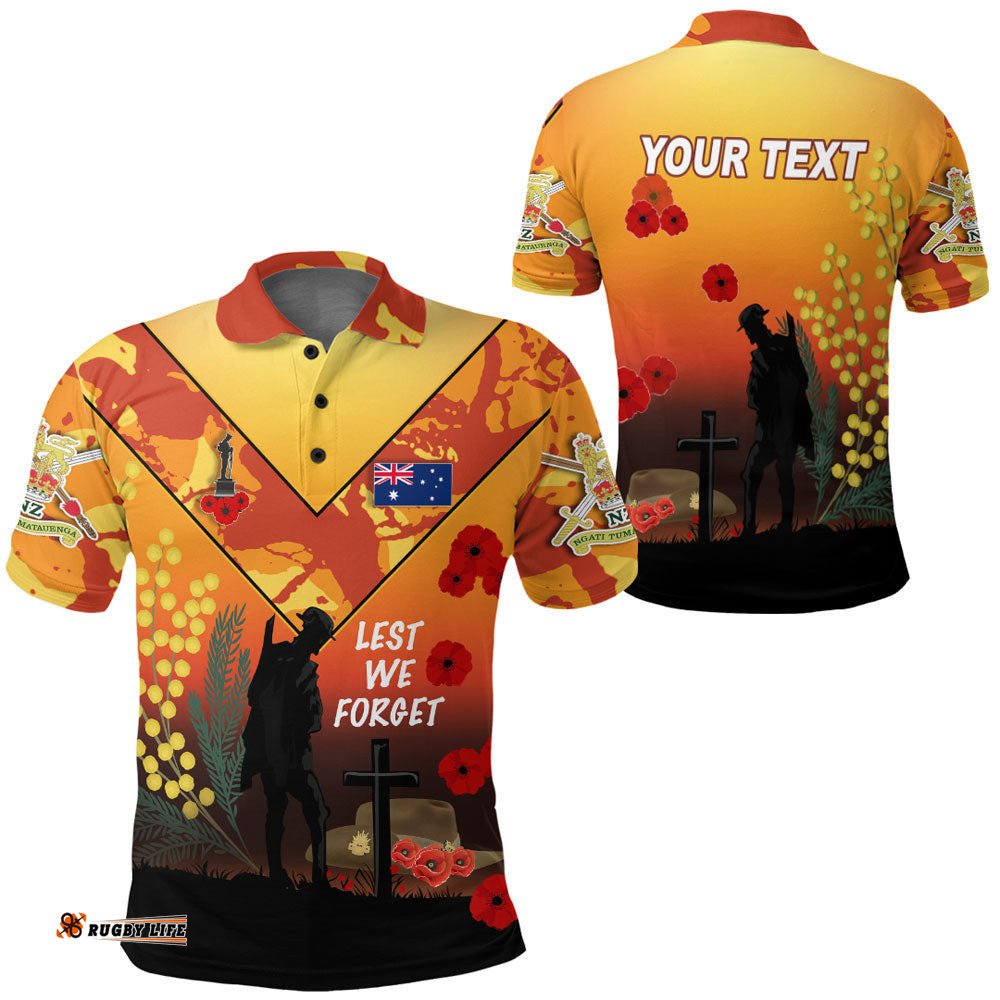 Vibe Hoodie Clothing - Custom Australia Anzac Lest We Forget 2022 - Orange Polo Shirt