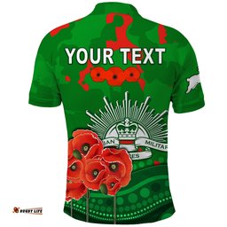 Custom Personalised Rabbitohs Anzac Day Polo Shirt South Sydney Camouflage Mix Aboriginal