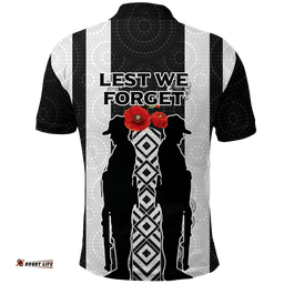 Magpies Anzac Day Polo Shirt - Indigenous Art -
