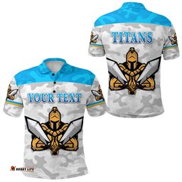 Custom Personalised Gold Coast Titans Polo Shirt 2021 Gladiator Camouflage