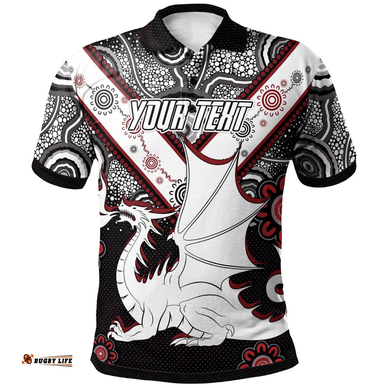 St. George Rugby Polo Shirt - Custom Aboriginal Dragons Polo Shirt RLT13