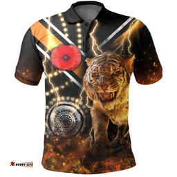 Wests Tigers Anzac Day Polo Shirt Version Aboriginal Tiger 3D