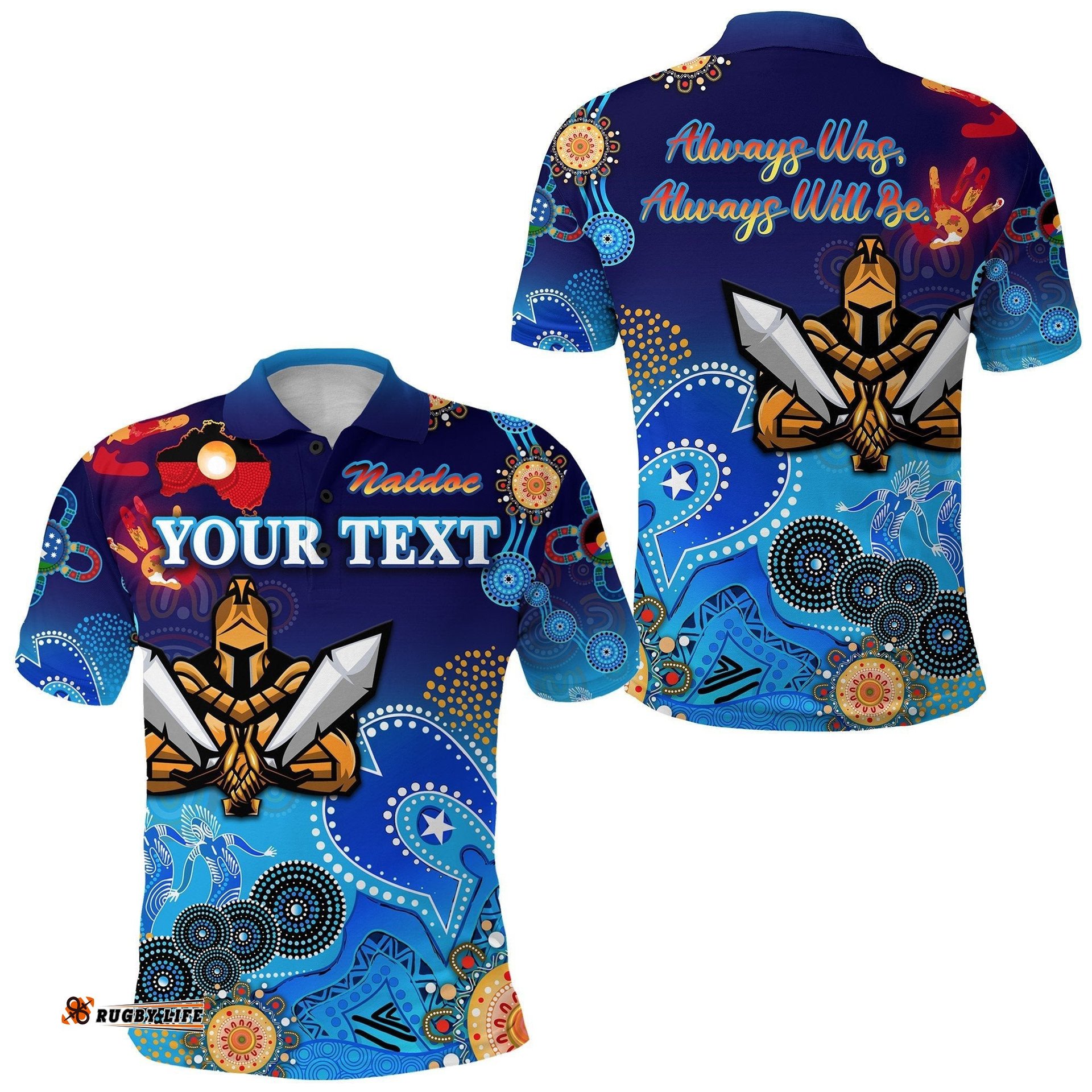 Custom Personalised Gold Coast Titans Polo Shirt Gladiator Naidoc Heal Country! Heal Our Nation