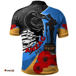 Force Rugby Polo Shirt - Custom Anzac Force Black Swans Mascot Polo Shirt RLT13