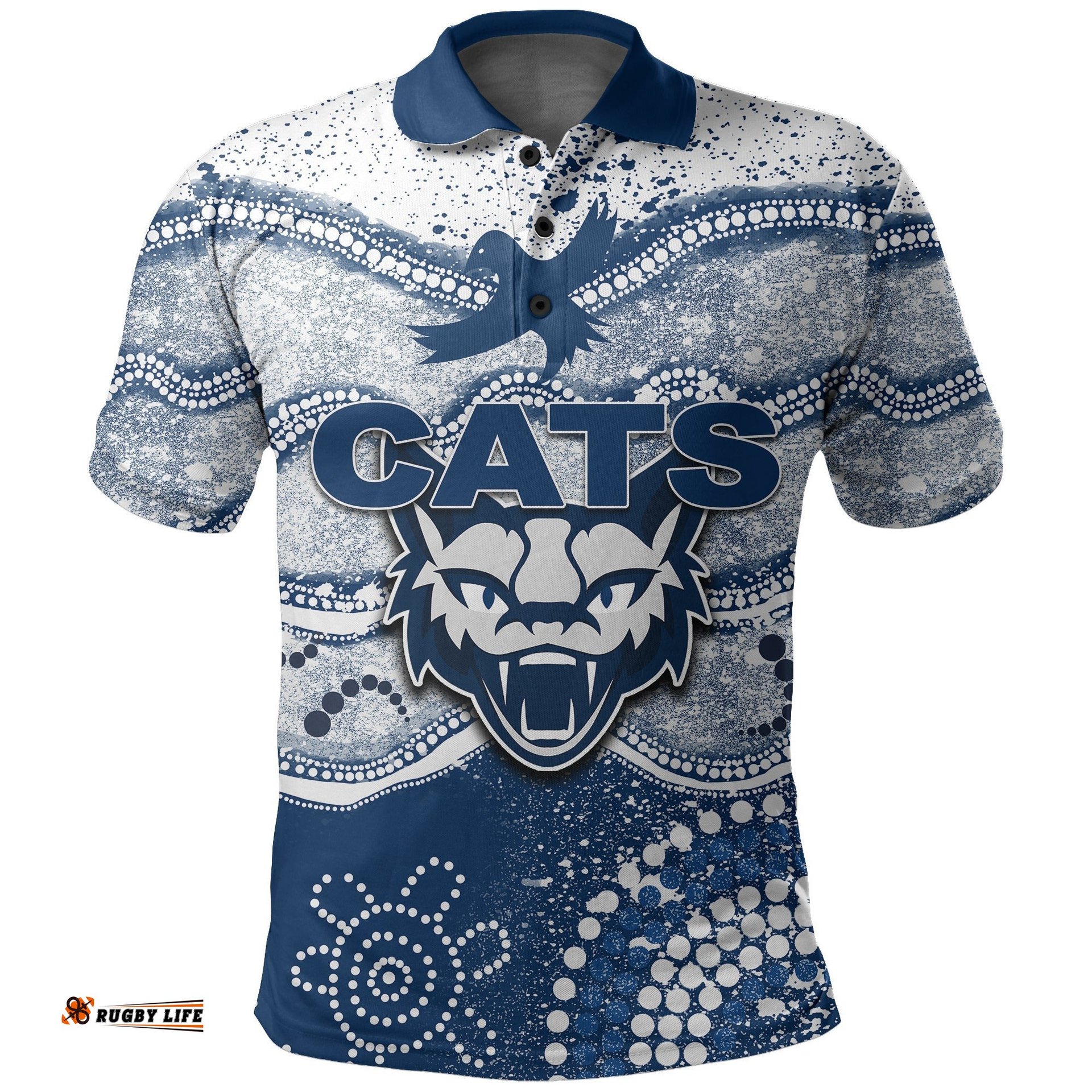Cats Polo Shirt Aboriginal Grunge Style