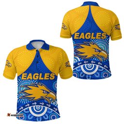 West Coast Eagles Polo Shirt Indigenous Version - Blue