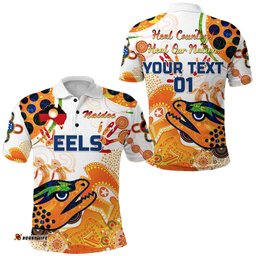 Custom Personalised Parramatta Polo Shirt Eels Indigenous Naidoc Heal Country! Heal Our Nation - White, Custom Text And Number