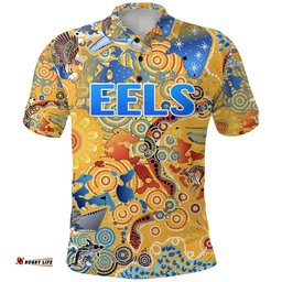 Parramatta Polo Shirt Eels Indigenous Naidoc Vibes - Gold