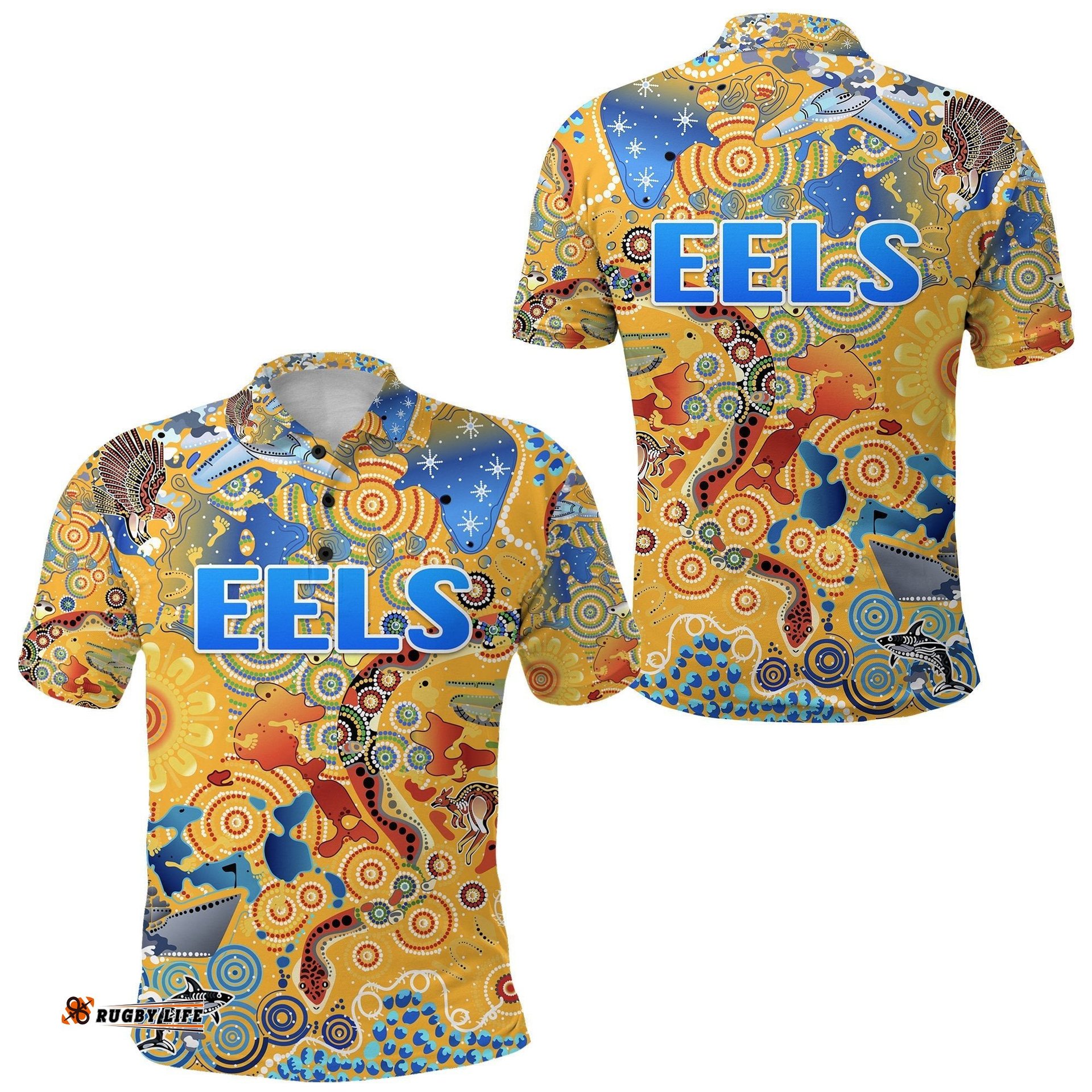 Parramatta Polo Shirt Eels Indigenous Naidoc Vibes - Gold