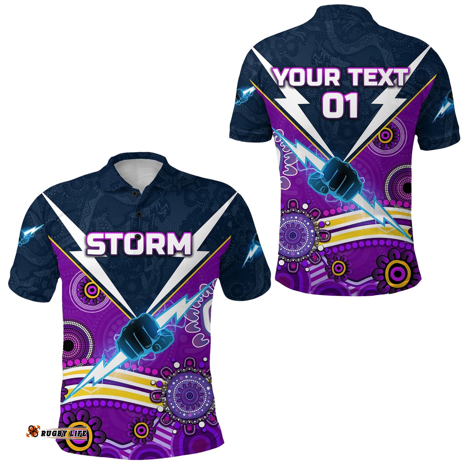 Custom Personalised Melbourne Storm Polo Shirt 2021 Indigenous, Custom Text And Number