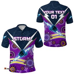 Custom Personalised Melbourne Storm Polo Shirt 2021 Indigenous, Custom Text And Number