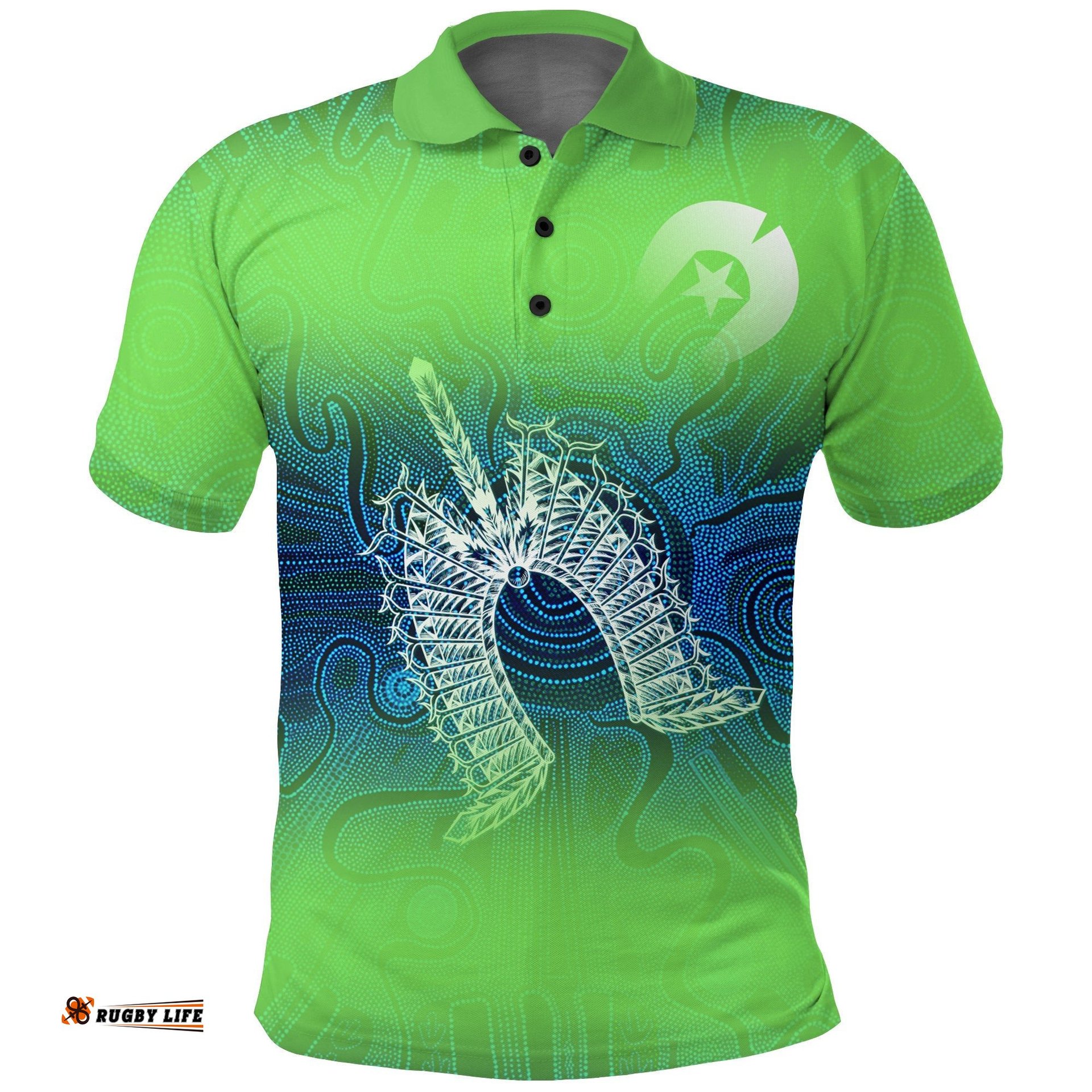 Torres Strait Islands Polo Shirt - Indigenous Dot Painting Art -