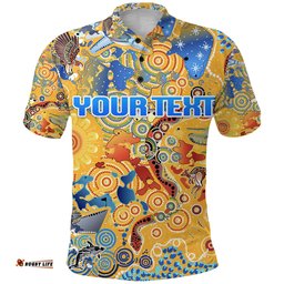 Custom Personalised Parramatta Polo Shirt Eels Indigenous Naidoc Vibes - Gold