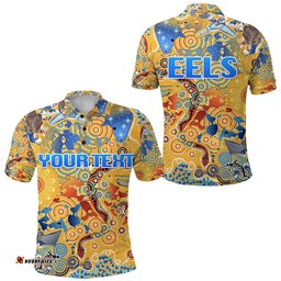 Custom Personalised Parramatta Polo Shirt Eels Indigenous Naidoc Vibes - Gold