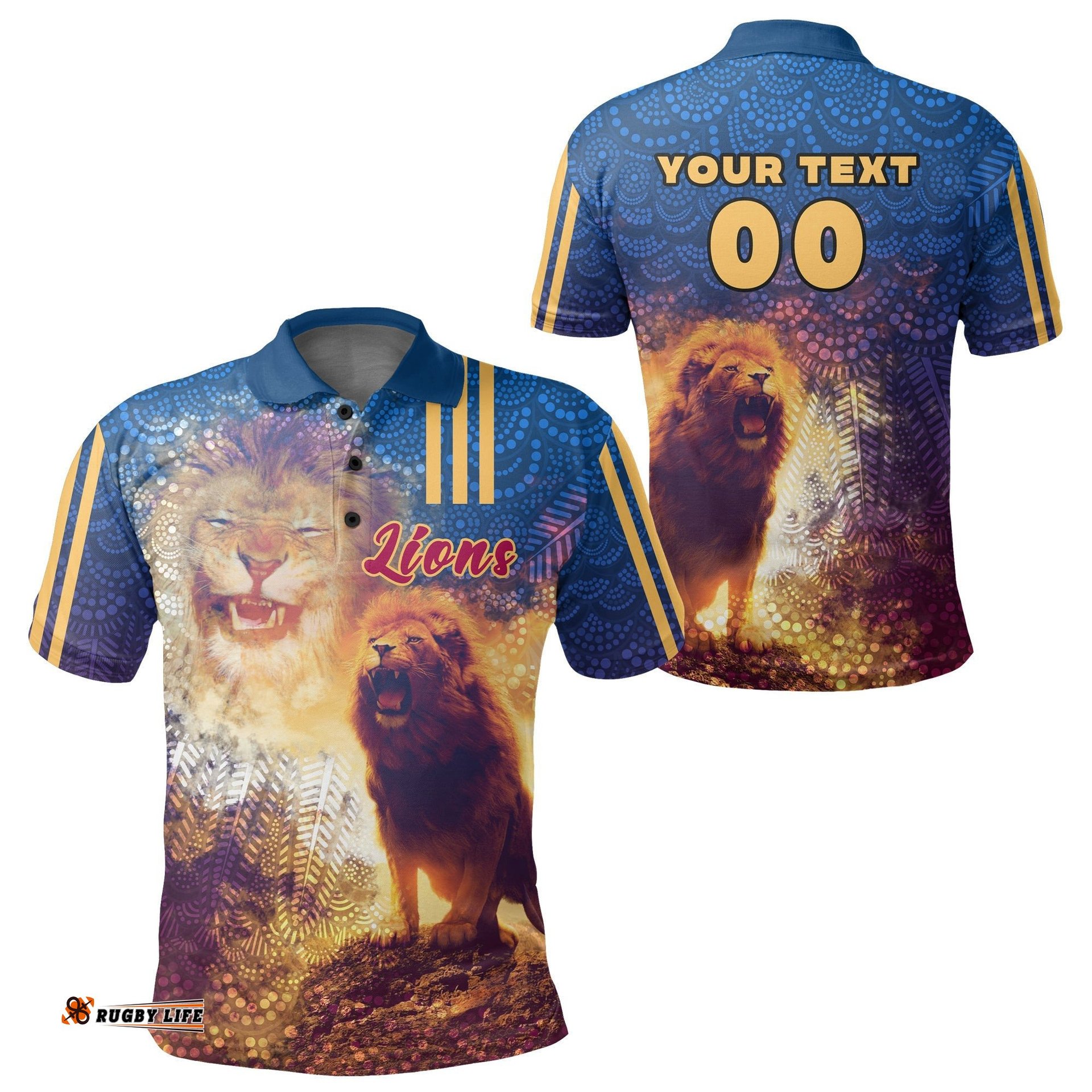 Custom Personalised Brisbane Polo Shirt Lions 3D Sport Style