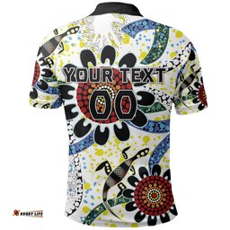 Custom Personalised Australia Indigenous Rugby Polo Shirt All Stars Sporty Style - White, Custom Text And Number
