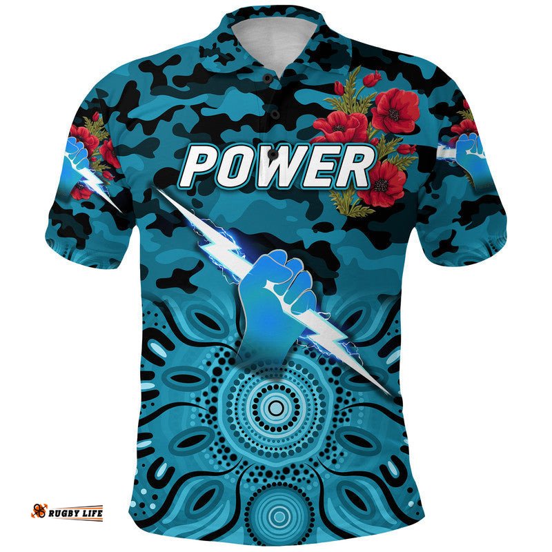 Port Adelaide Power ANZAC Polo Shirt Indigenous Vibes