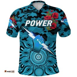 Port Adelaide Power ANZAC Polo Shirt Indigenous Vibes