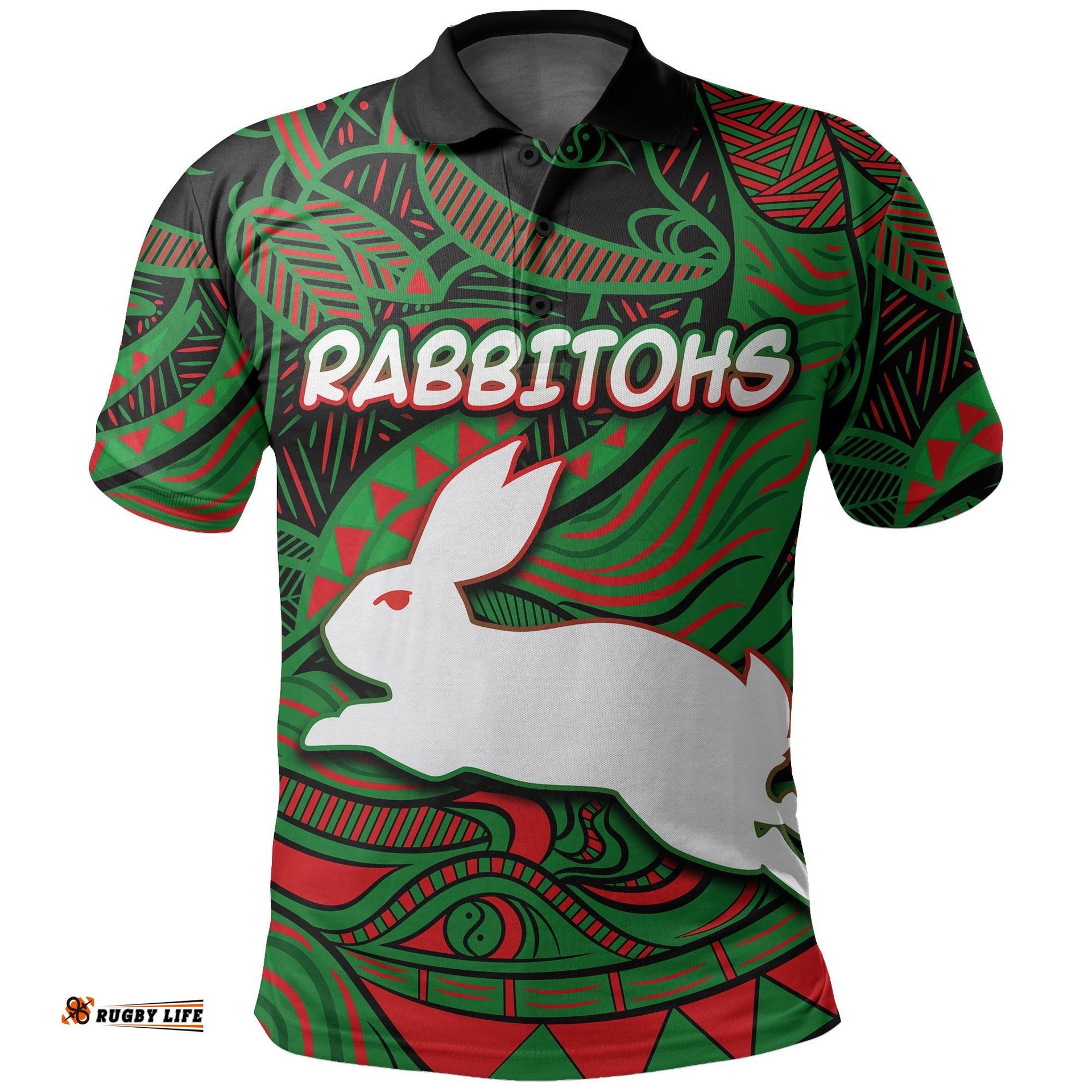 South Sydney Rabbitohs Polo Shirt Tribal Style