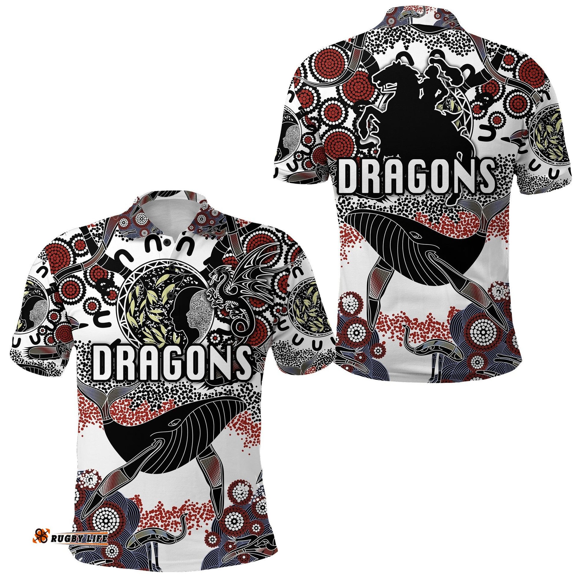 St. George Illawarra Dragons Polo Shirt 2021 Indigenous - White