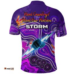 Custom Personalised Melbourne Storm Polo Shirt Naidoc Heal Country! Heal Our Nation