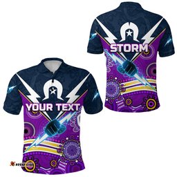 Custom Personalised Melbourne Storm Polo Shirt 2021 Naidoc Indigenous