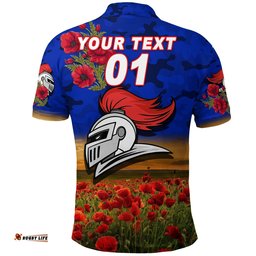 Custom Personalised Knights ANZAC Polo Shirt Poppy Flowers Vibes