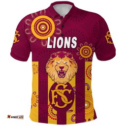 Custom Personalised Subiaco Football Club Polo Shirt Lions Indigenous Version - Maroon, Custom Text And Number