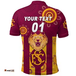 Custom Personalised Subiaco Football Club Polo Shirt Lions Indigenous Version - Maroon, Custom Text And Number