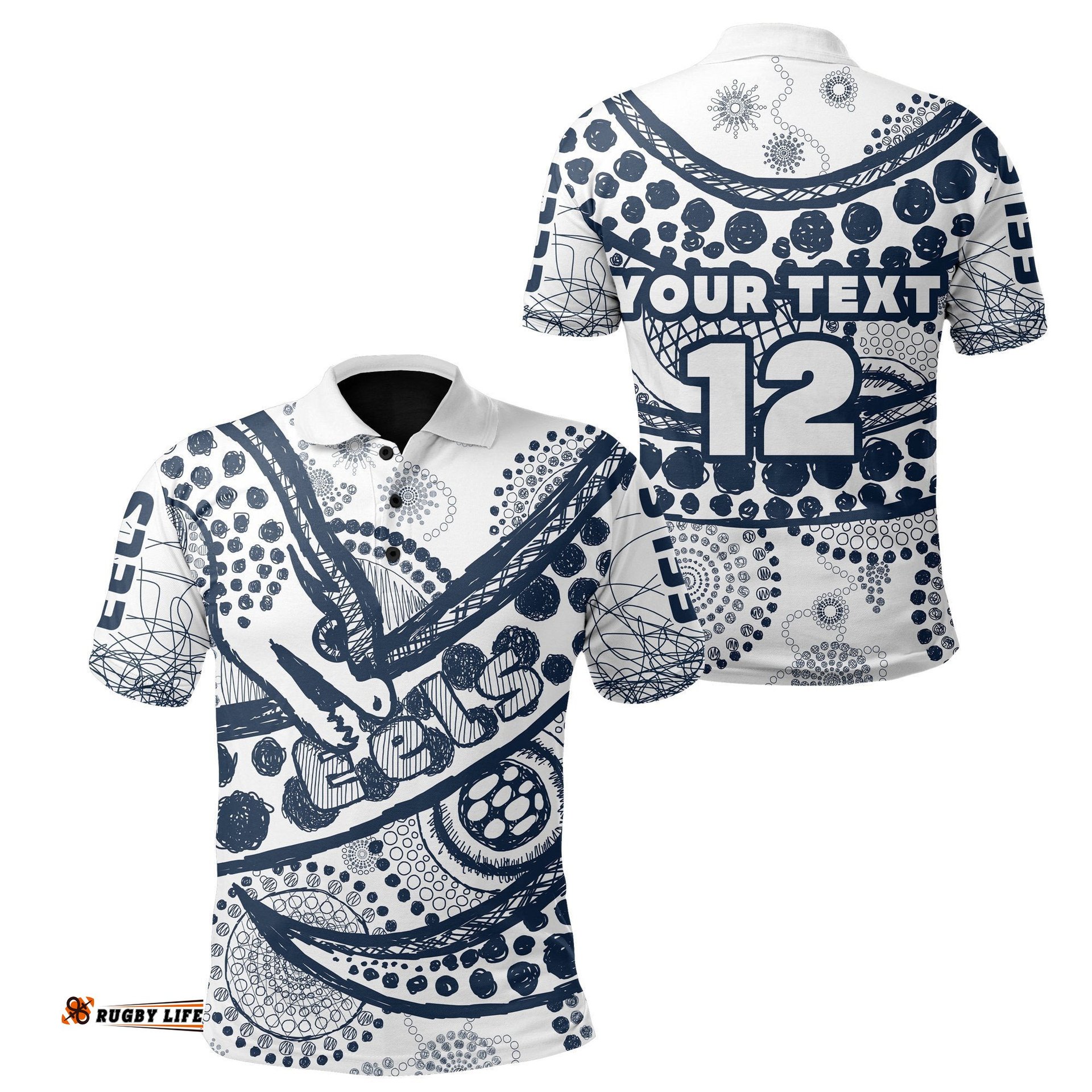 Custom Personalised Eels Rugby Polo Shirt Line Art Special Version