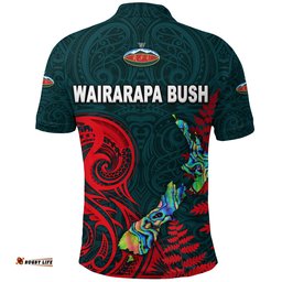Custom Personalised Maori Wairarapa Bush Rugby Polo Shirt New Zealand Silver Fern