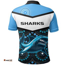 Australia Indigenous Rugby Polo Shirt Sharks Cartoon