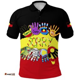 National Sorry Day Polo Shirt Version 01 - Australian Aboriginal