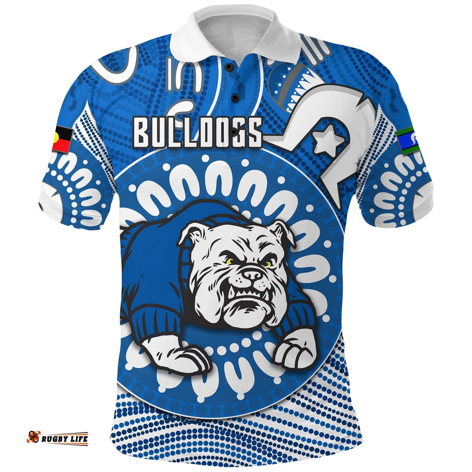 Bulldogs Naidoc Polo Shirt Indigenous - White