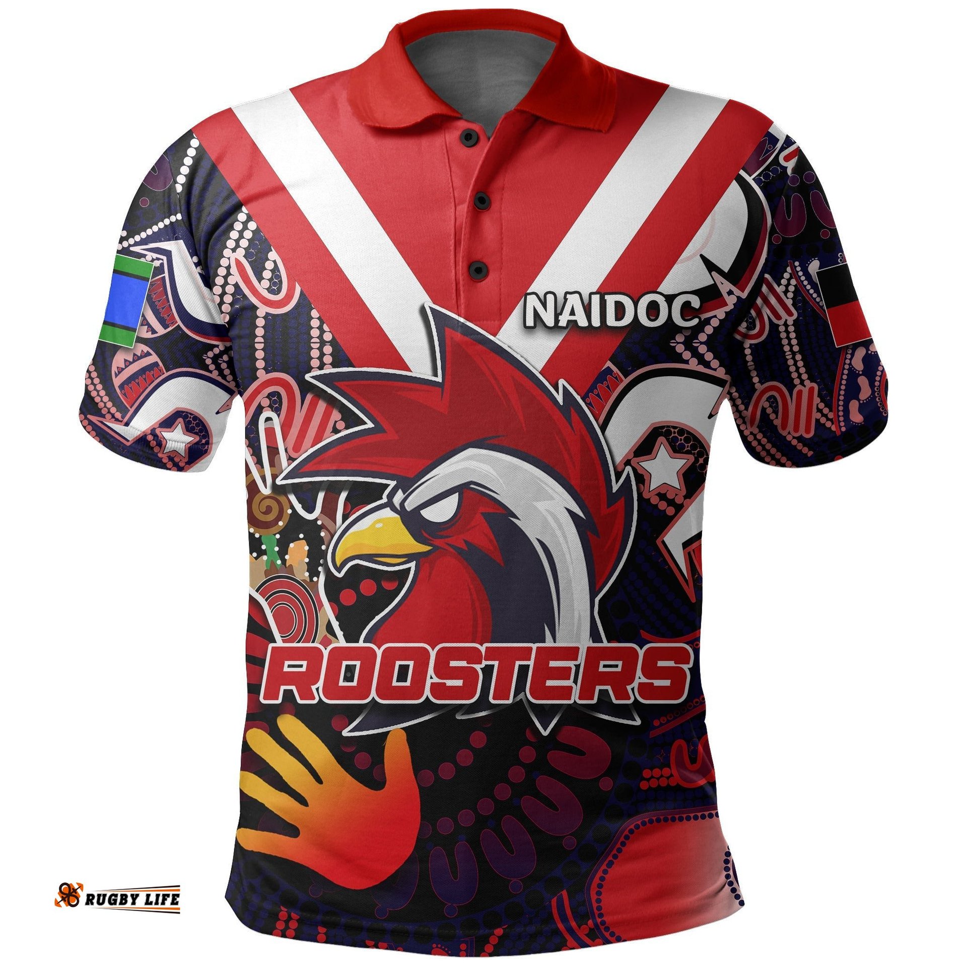 Naidoc Roosters Polo Shirt Naidoc Patterns