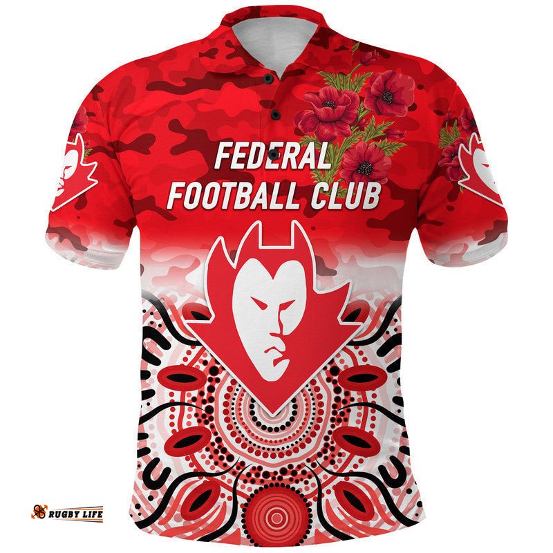 Federal Football Club ANZAC Polo Shirt Indigenous Vibes