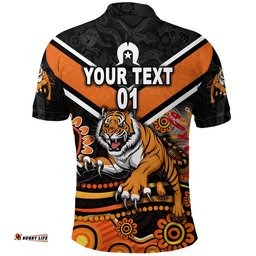 Custom Personalised Wests Tigers Polo Shirt 2021 Naidoc, Custom Text And Number