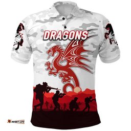 Dragons ANZAC Polo Shirt Simple Style - White