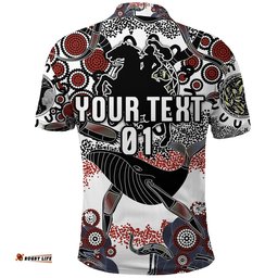 Custom Personalised St. George Illawarra Dragons Polo Shirt 2021 Indigenous - White, Custom Text And Number