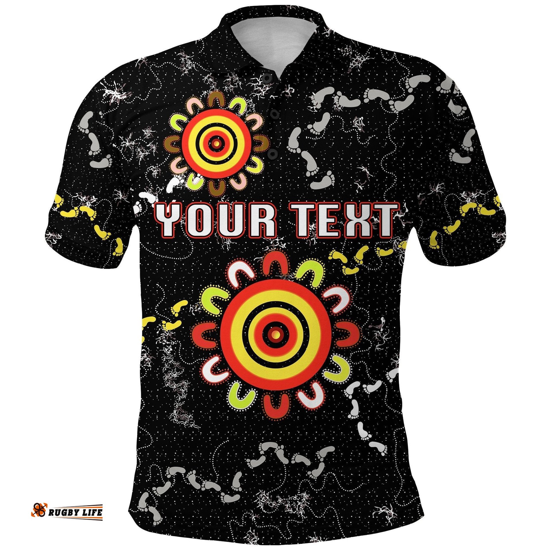 Custom Personalised All Stars Polo Shirt Black Indigenous