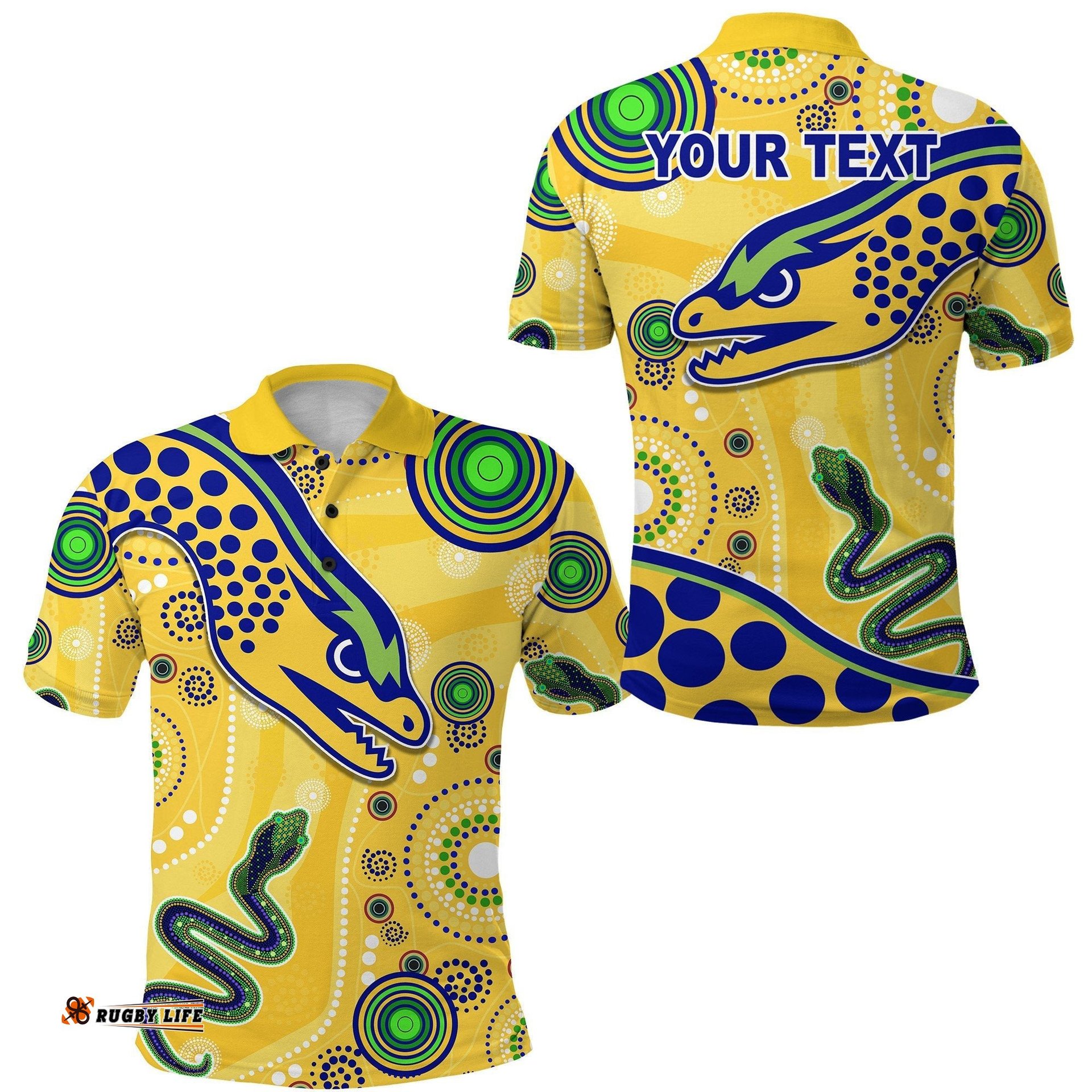 Custom Personalised Eels Indigenous Polo Shirt Competitive Version Gold