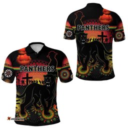 Penrith Polo Shirt Indigenous Panthers Anzac Day Lest We Forget