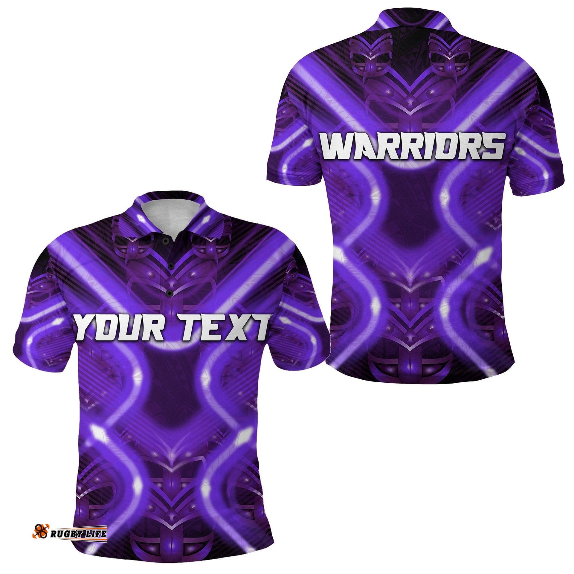 Custom Personalised New Zealand Warriors Rugby Polo Shirt Original Style - Purple