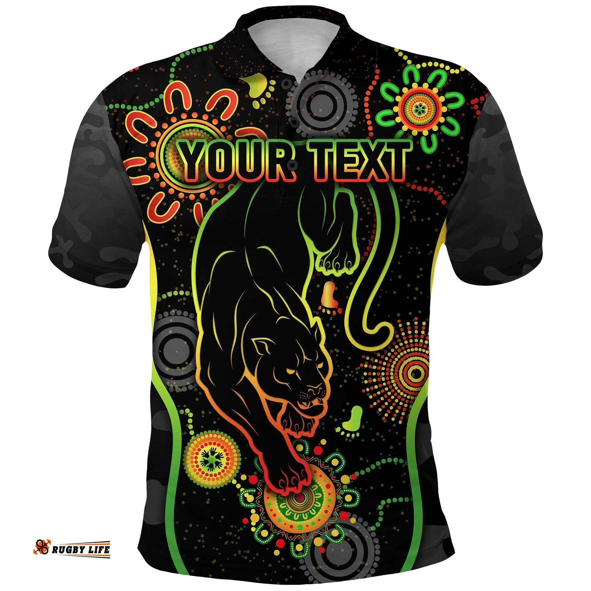 Custom Personalised Penrith Panthers Polo Shirt Anzac Day Unique Indigenous