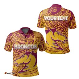 Custom Personalised Brisbane Broncos Polo Shirt Tribal Style - Amazing Aussie
