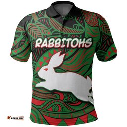 Custom Personalised South Sydney Rabbitohs Polo Shirt Tribal Style - Amazing Aussie