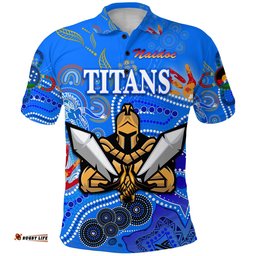 Custom Personalised Gold Coast Titans Polo Shirt 2021 Naidoc, Custom Text And Number - Amazing Aussie