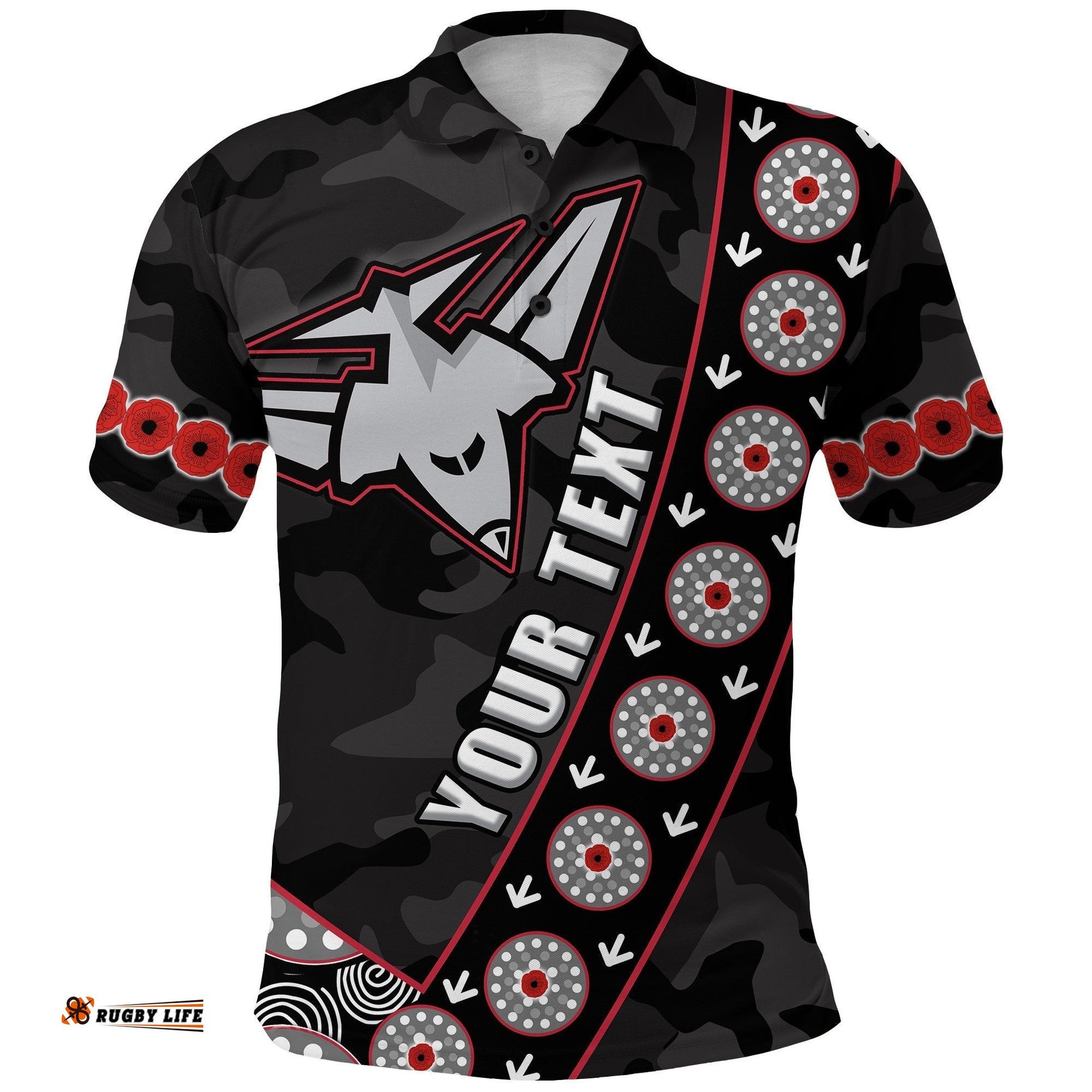 Custom Personalised Bombers Anzac 2021 Polo Shirt Essendon Black - Amazing Aussie