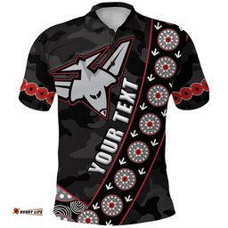 Custom Personalised Bombers Anzac 2021 Polo Shirt Essendon Black - Amazing Aussie